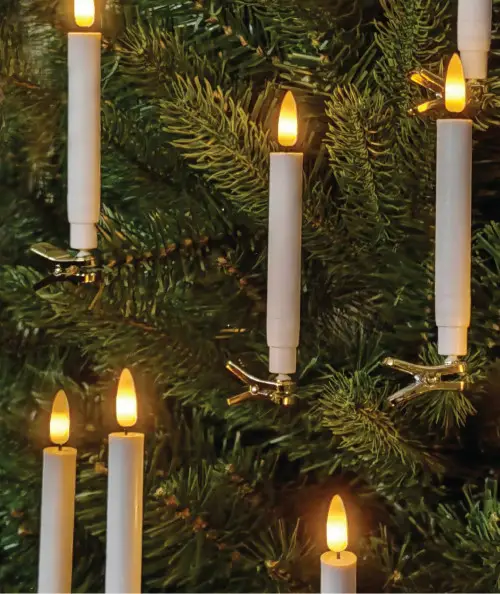 Juletræslys LED – 10 stk. med kugleled holder, altid lige på grenen