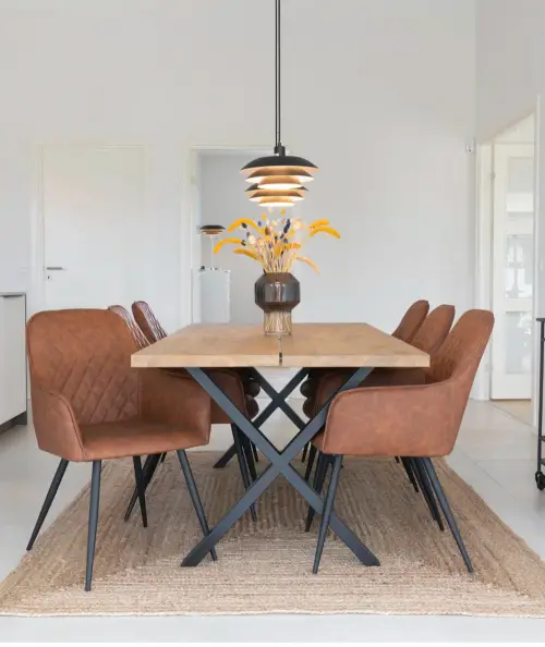 Harbo Spisebordsstol - Stol i vintage brun kunstlæder