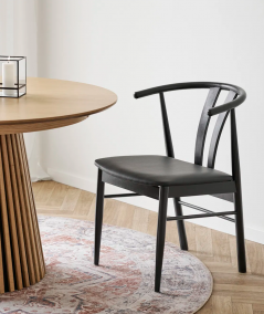 Artenara spisebordsstol i bøgetræ med sort PU sæde