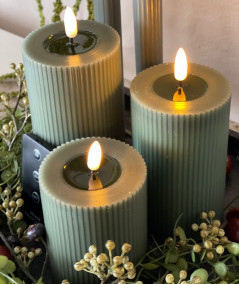 LED stearinlys sæt – 6 stk. grøn med rillet overflade