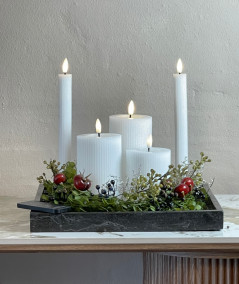 LED stearinlys sæt – 6 stk. hvid med rillet overflade