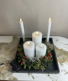 LED stearinlys sæt – 6 stk. hvid med rillet overflade