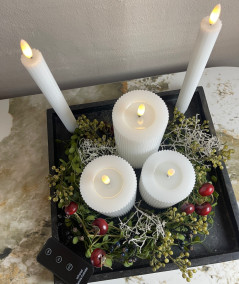 LED stearinlys sæt – 6 stk. hvid med rillet overflade