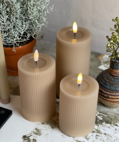 LED stearinlys sæt – 6 stk. sand med rillet overflade