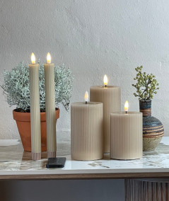 LED stearinlys sæt – 6 stk. sand med rillet overflade