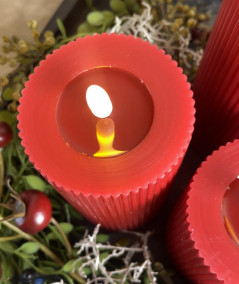 LED stearinlys sæt – 6 stk. rød med rillet overflade