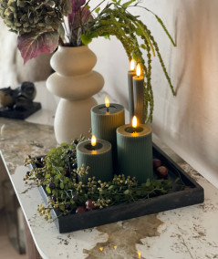 LED stearinlys sæt – 6 stk. grøn med rillet overflade