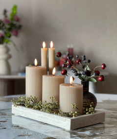 LED stearinlys sæt – 6 stk. sand med rillet overflade