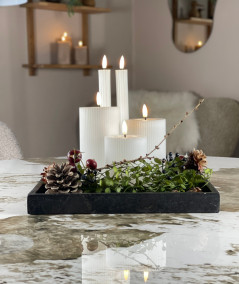 LED stearinlys sæt – 6 stk. hvid med rillet overflade