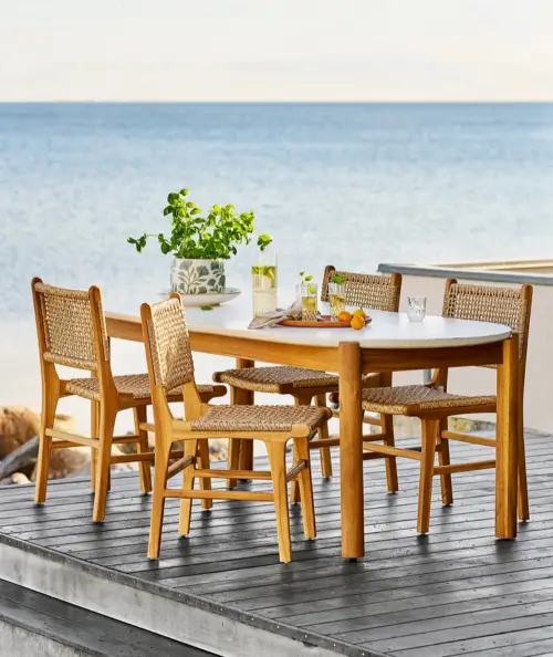 Terracina spisebord i hvid/akacie/terrazzo