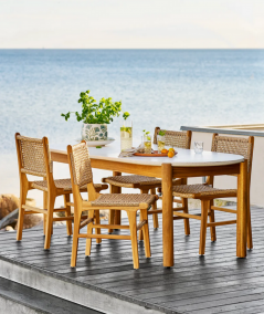 Terracina spisebord i hvid/akacie/terrazzo