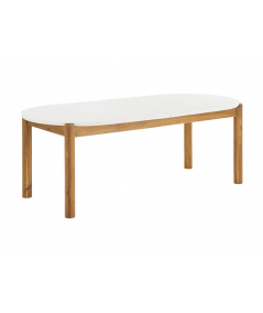 Terracina spisebord i hvid/akacie/terrazzo