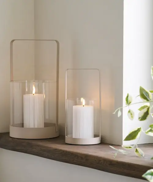 Hurricane lysestage i beige sæt af 2