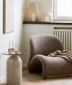 Stoense lanterne i beige Ø24,5xH40 cm