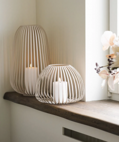 Stoense lanterne i beige ø25x19 cm