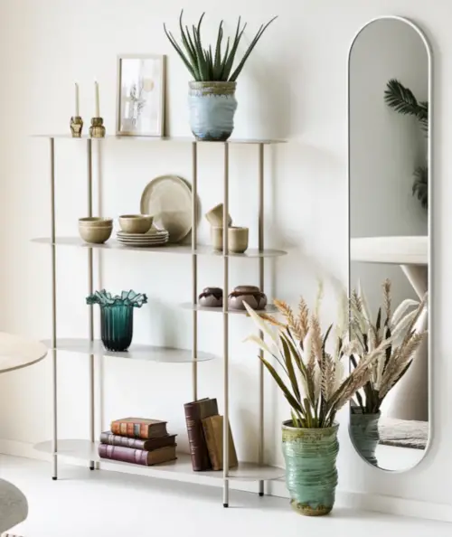 Hennetved spejl i aluminium/sølv