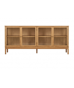 Zamora skænk m. 4 glaslåger/1 hylde/egefiner/hærdet glas