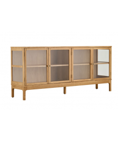 Zamora skænk m. 4 glaslåger/1 hylde/egefiner/hærdet glas