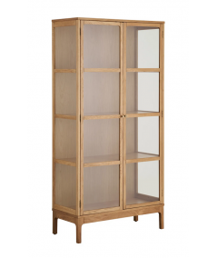 Zamora Vitrineskab m. 2 glaslåger/3 hylder/egefiner/hærdet glas