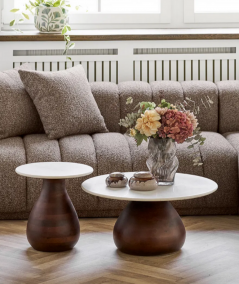 Heide sofabord i mørkebrun mango træ/marmor