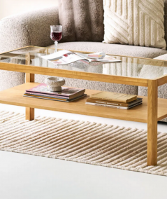 Lourmarin sofabord i hærdet glas/egefiner