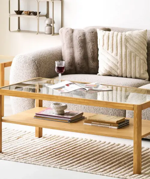 Lourmarin sofabord i hærdet glas/egefiner