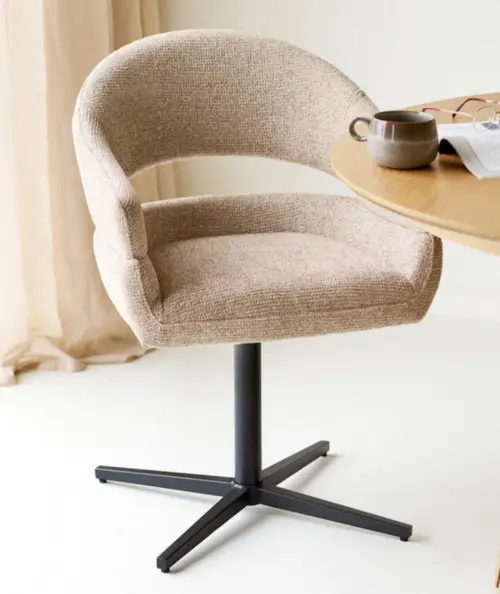 Dover spisebordsstol m. drejefod/i sand meleret m. sorte ben