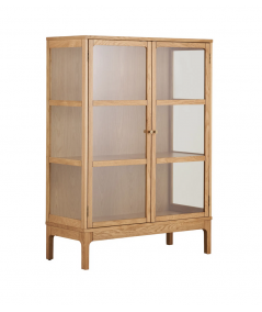 Zamora vitrineskab m. 2 glaslåger/2 hylder/egefiner/hærdet glas