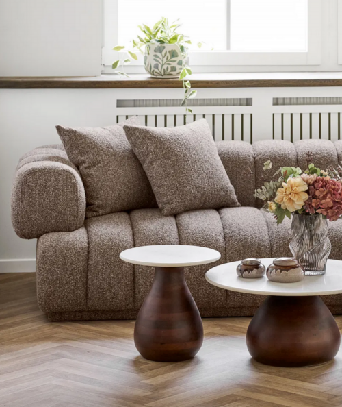 Aurora loungesofa med 3 puder/højrevendt i brun