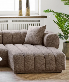 Aurora loungesofa med 3 puder/højrevendt i brun