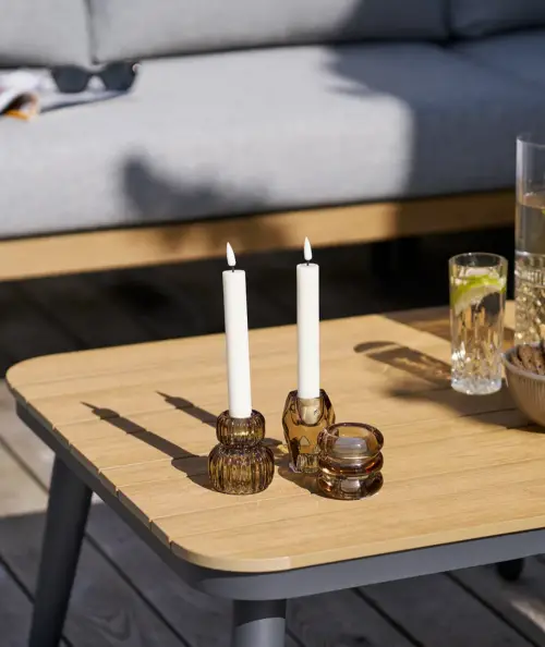 Lysestage i smoked brun glas/sæt af 3