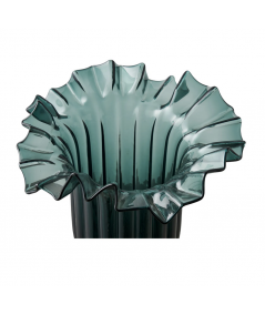 Vase i dekorativt mørkegrønt mundblæst glas