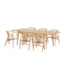 Darwin og Agustin lyst spisebordssæt m. 6 spisebordsstole