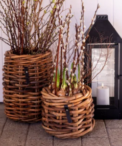 Mini rund rattankurv - inkl. pose