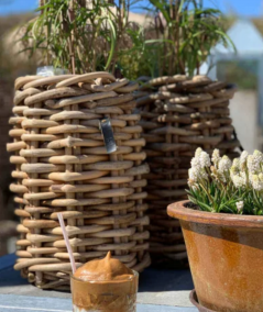 Mini rund rattankurv (inkl. pose)