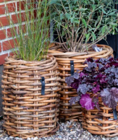 Mini rund rattankurv - inkl. pose