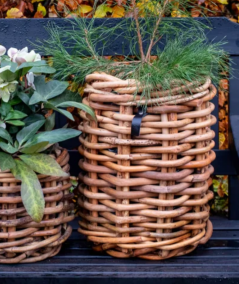 Mini rund rattankurv - inkl. pose