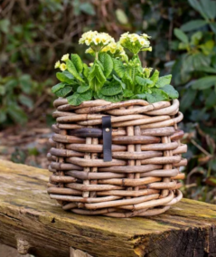 Mini low rund rattankurv (inkl. pose)