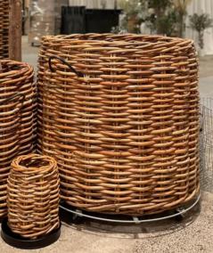 Magnum lav rund rattan kurv i ø110 x H100 cm. inkl. pose