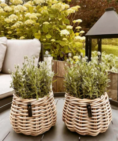 Rund rattan kurv i pære/konisk form - Ø19,5/24