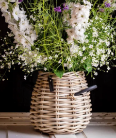 Mini rund rattan kurv inkl. pose Ø21/30