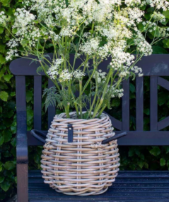 Mini rund rattan kurv inkl. pose Ø21/30