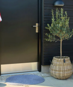 Stor rund pære/konisk formet rattan kurv inkl. pose