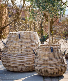 Stor rund pære/konisk formet rattan kurv inkl. pose