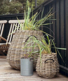 Mega rund pære/konisk rattan kurv inkl. pose ø70/43