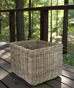 Maxi lav firkantet rattan kurv inkl. pose