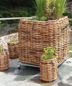 Mammut lav firkantet rattan kurv inkl. pose