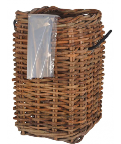 Høj firkantet rattan kurv H66 cm. inkl. pose