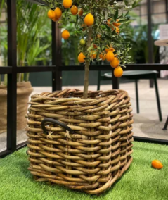 Maxi Low Square Rattan Basket (incl. bag)