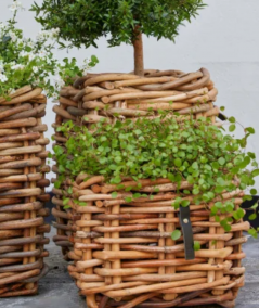 Mini lav firkantet rattan kurv inkl. pose